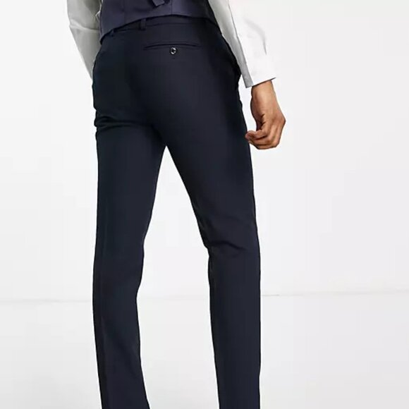 Topman SKINNY textured trousers in navy 34R - Picture 5 of 10